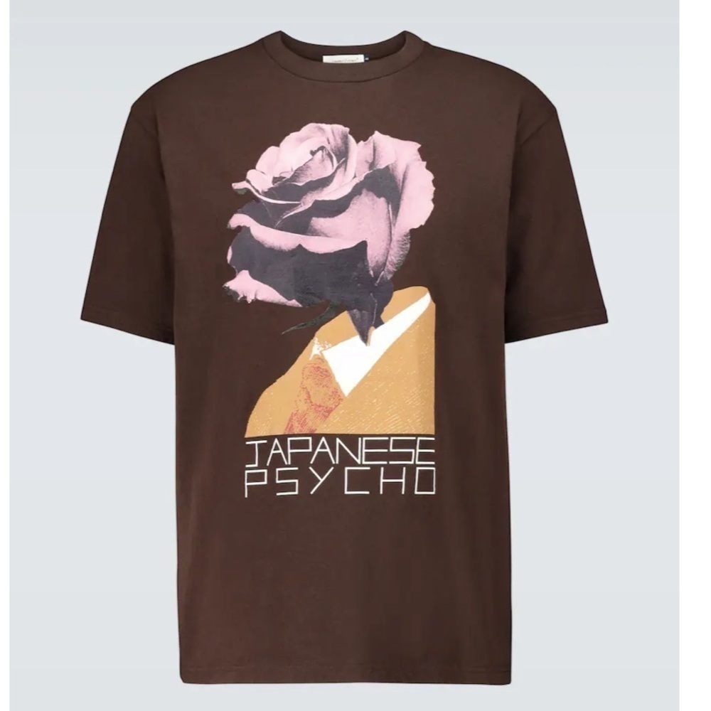 UNDERCOVER Japanese Psycho rose graphic tee shirt size 2 chocolate brown cotton